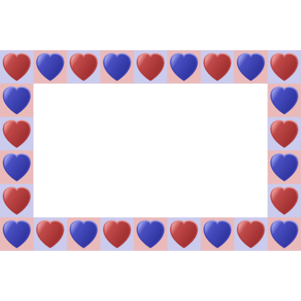 Heart frame in blue and red