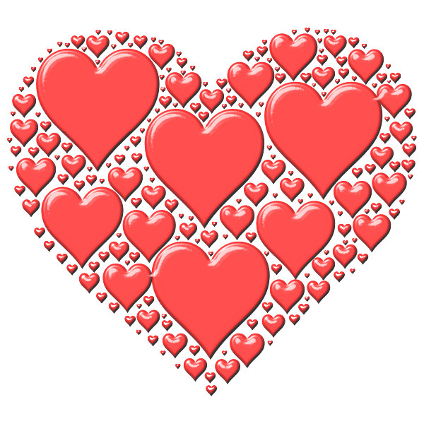Vector illustration of red heart made out of many small hearts
