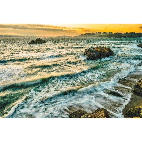 High Poly Waves Crashing On Beach