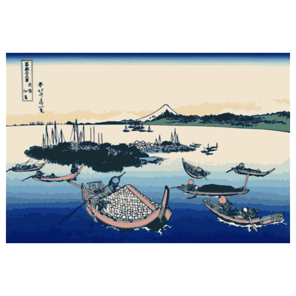 Tsukuda Island in Mushashi Province color illustration