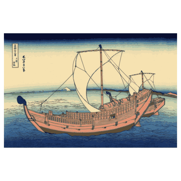 Vector image of color painting from the Kazusa sea route