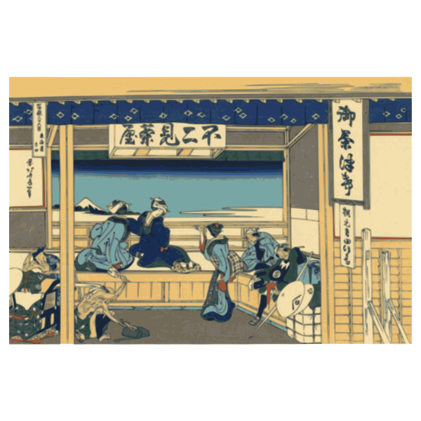 Fujimi Tea Shop at Yoshida painting vector illustration