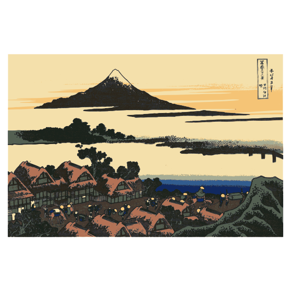 Vector image of Dawn at Isawa Koshiu in province of Kai