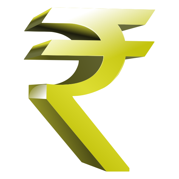 Indian currency symbol in golden color vector clip art