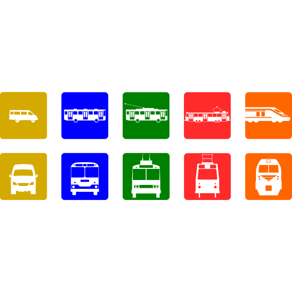 Public transport pictograms vector drawing