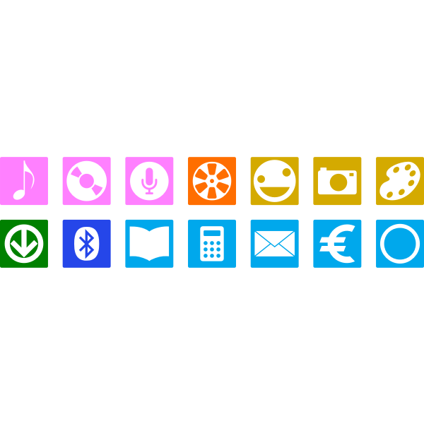 Vector drawing of selection of color smartphone icons
