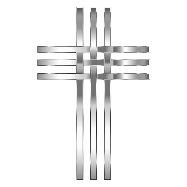 Interlocked Stylized Stainless Steel Cross No Background