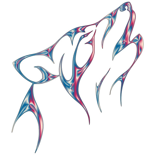 Iridescent Chrome Tribal Wolf No Background