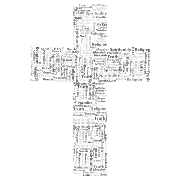 Jesus Cross Word Cloud Grayscale