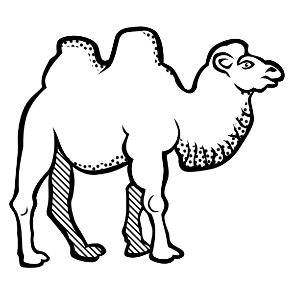 Drawing of camel with spotty throat line art