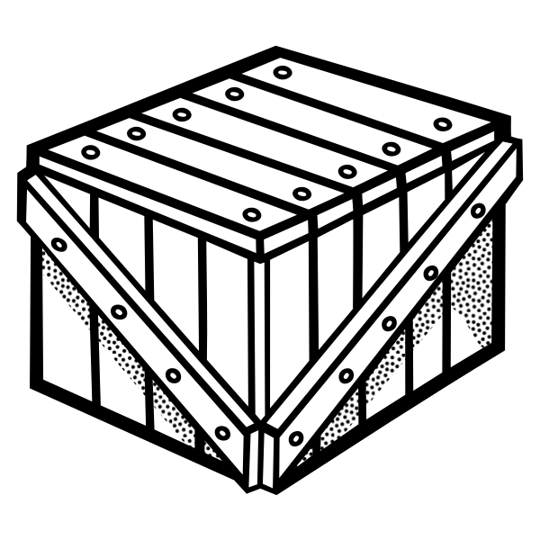 Clip art of wooden crate line art