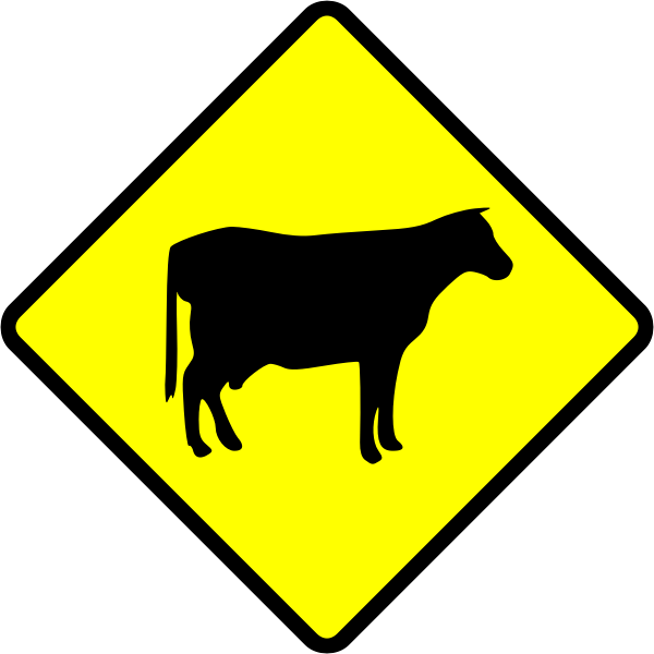 Cows crossing caution sign vector image