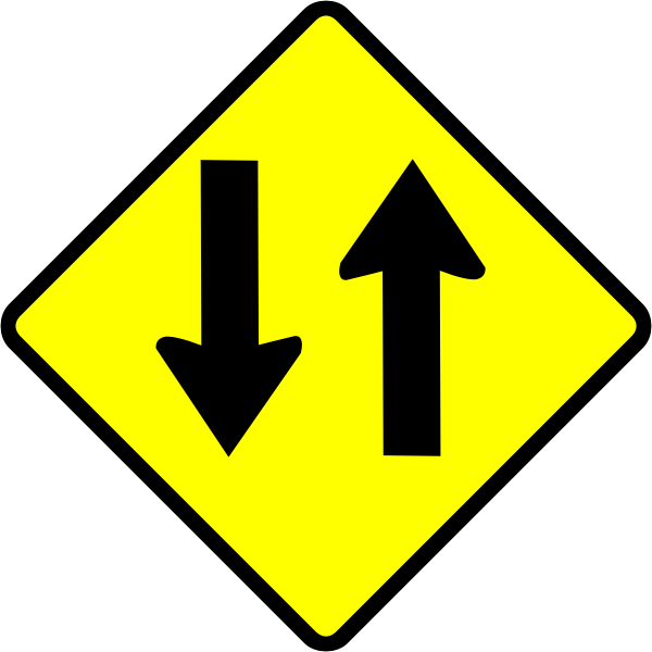 Two-way road caution sign vector image