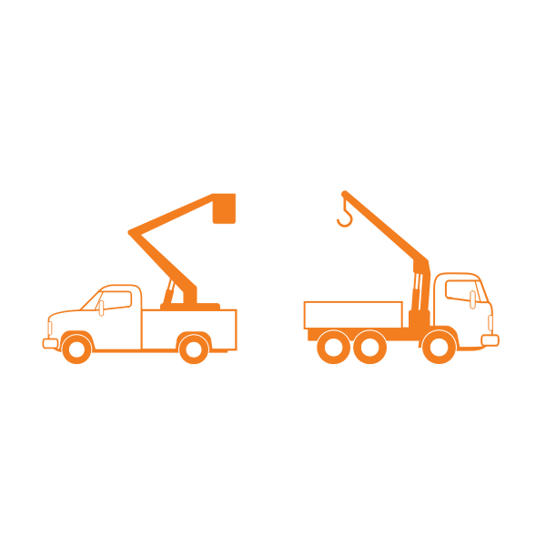 Lift and crane trucks vector drawing