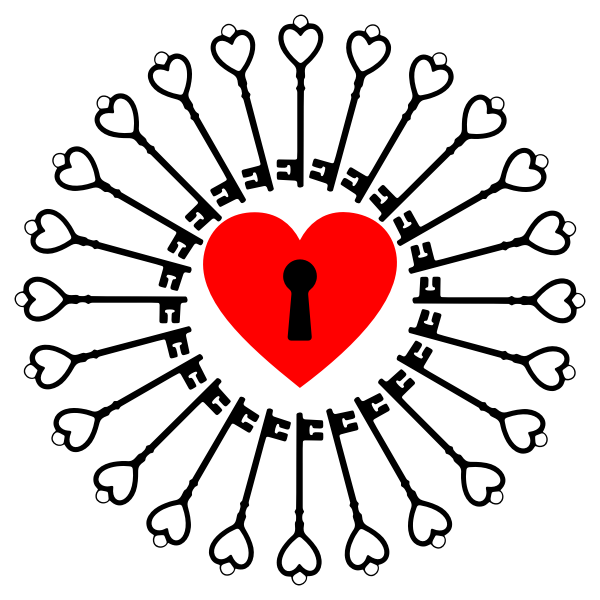 Locked heart and keys