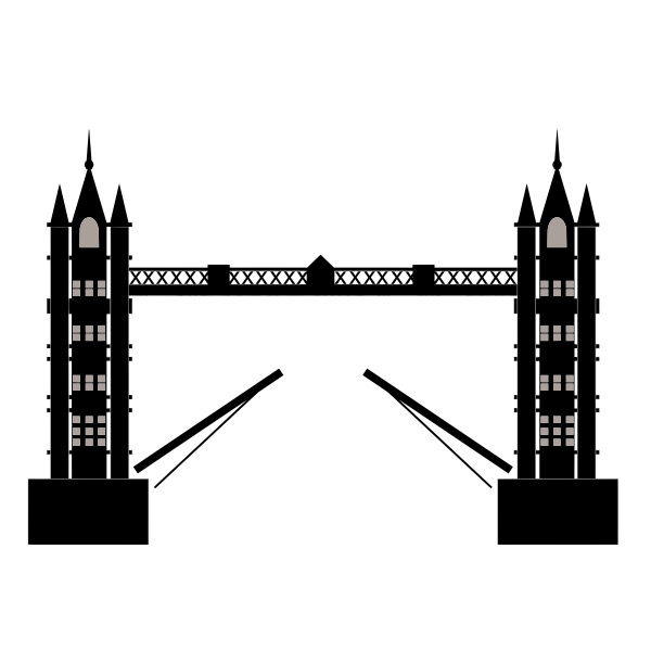 London Tower Bridge in simple black and white illustration