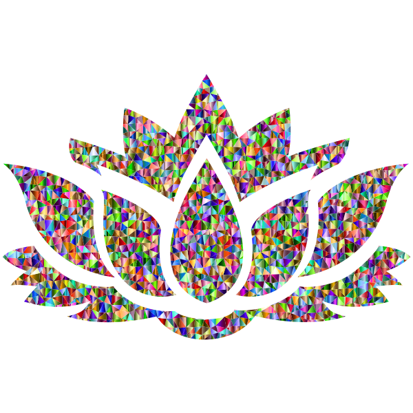 Low Poly Chromatic Lotus Flower Silhouette