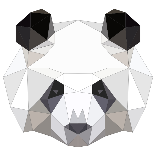 Low Poly Panda Head With Strokes