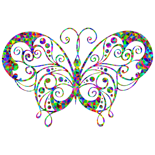 Prismatic flourish butterfly silhouette