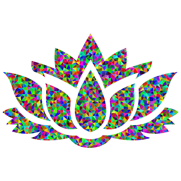 Low Poly Prismatic Lotus Flower Silhouette