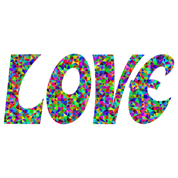 Low Poly Prismatic Love Typography