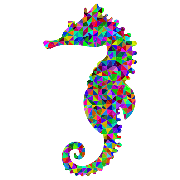 Low Poly Prismatic Seahorse Silhouette 2