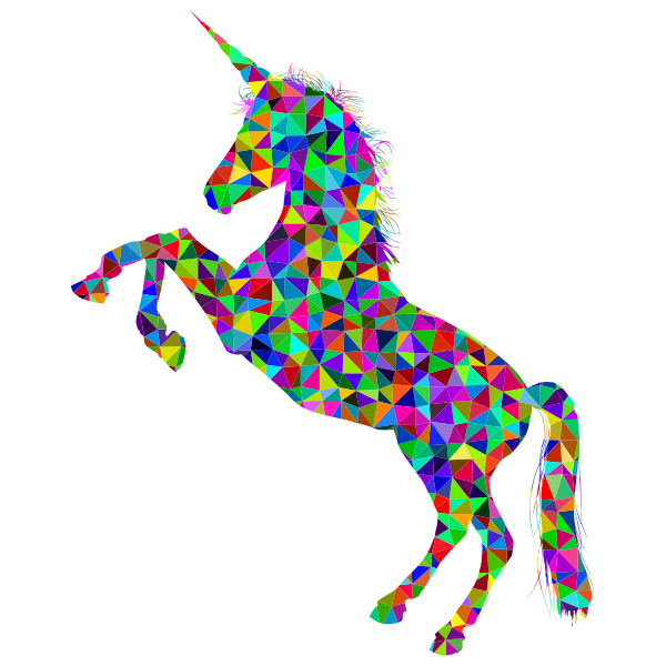 Low Poly Prismatic Unicorn Silhouette