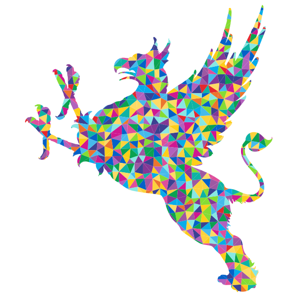 Low Poly Prismatic Vintage Griffin Silhouette