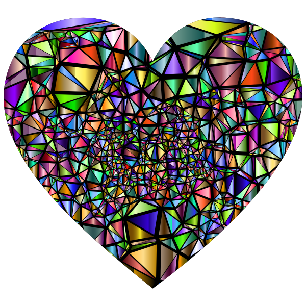 Low Poly Shattered Chromatic Heart With Background