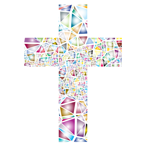 Low Poly Stained Glass Cross 2 No Background