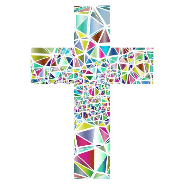 Low Poly Stained Glass Cross 3 No Background