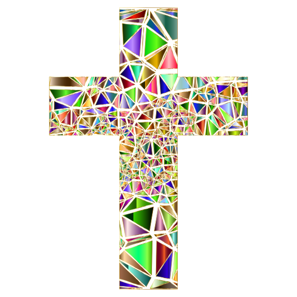 Low Poly Stained Glass Cross 5 Variation 2 No Background