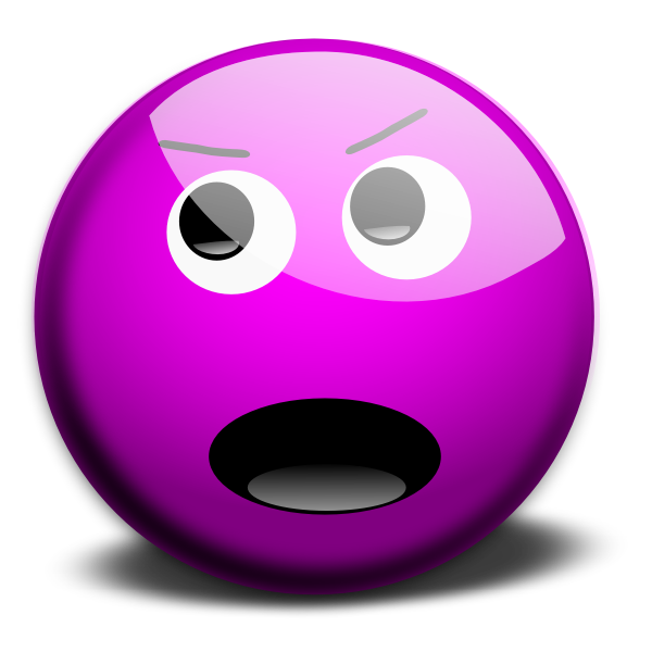 Vector drawing of purple angry smiley