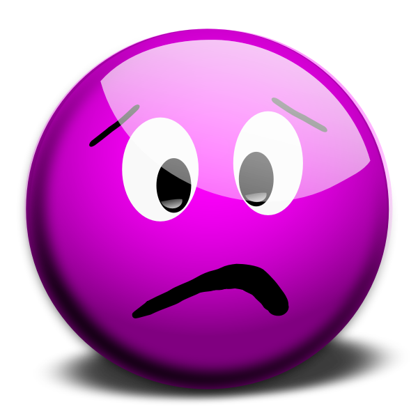 Vector illustration of purple confused smiley