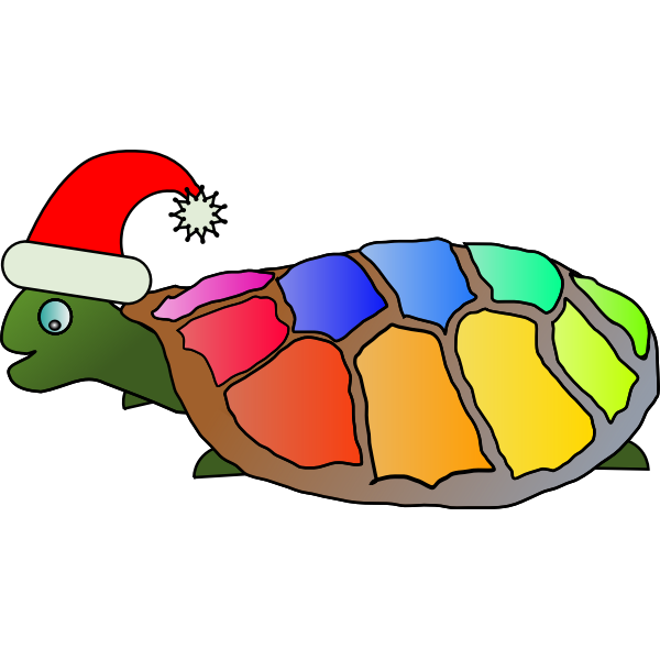 Funny turtle with santa hat