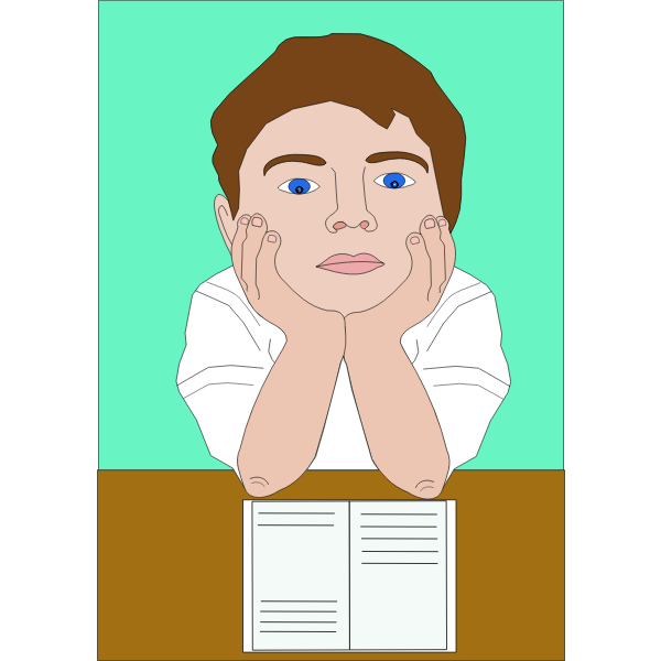 Vector illustration of a boy reading