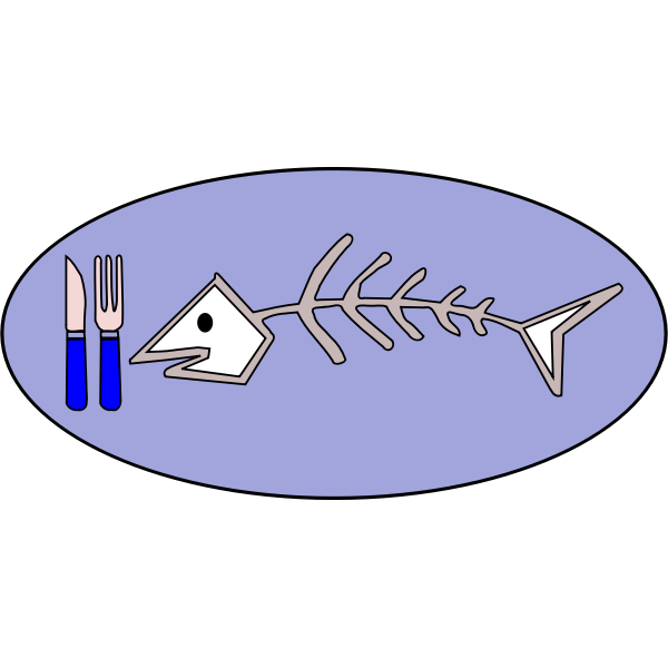 Vector image of fish bone on plate