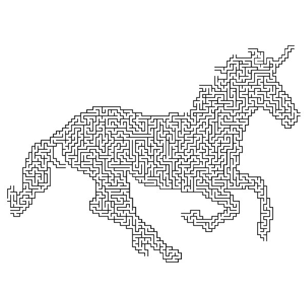 Magical Unicorn Silhouette No Stars Maze