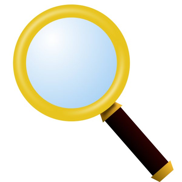 Clip art of gold-plated magnifying glass