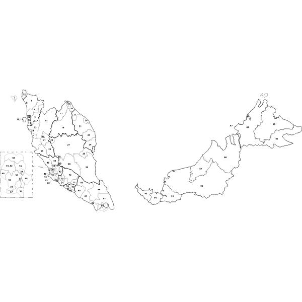 Malaysia postcode map