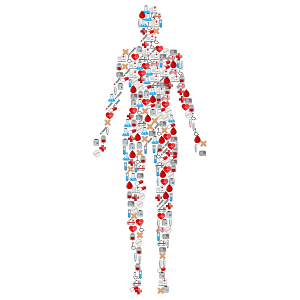 Human body with icons