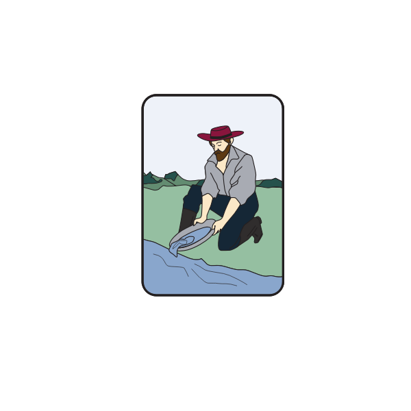 Vector drawing of a miner panning for gold