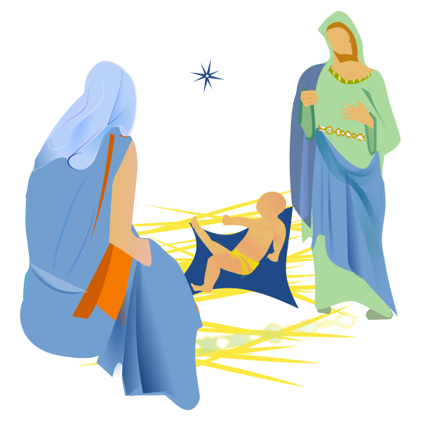 Vector image of interpretation of the nativity scene with a star