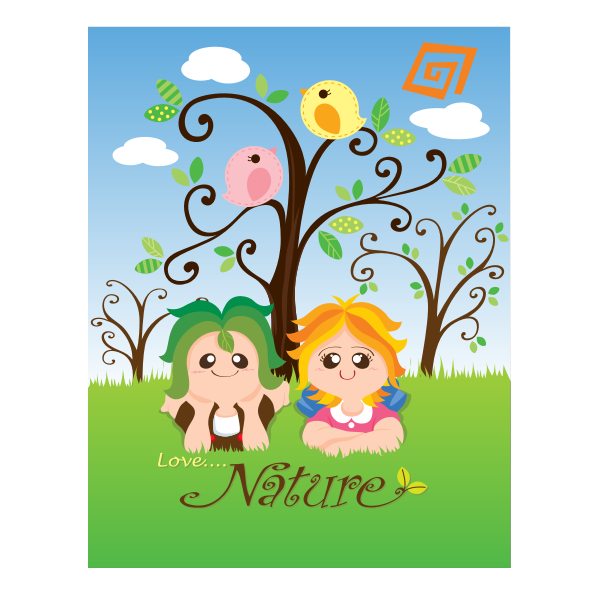 Vector image of love nature kid's poster