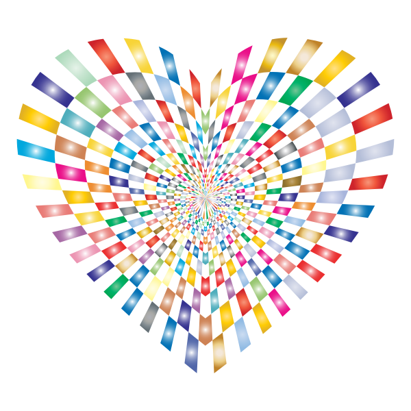 Optical Illusion Checkerboard Heart Prismatic No Background