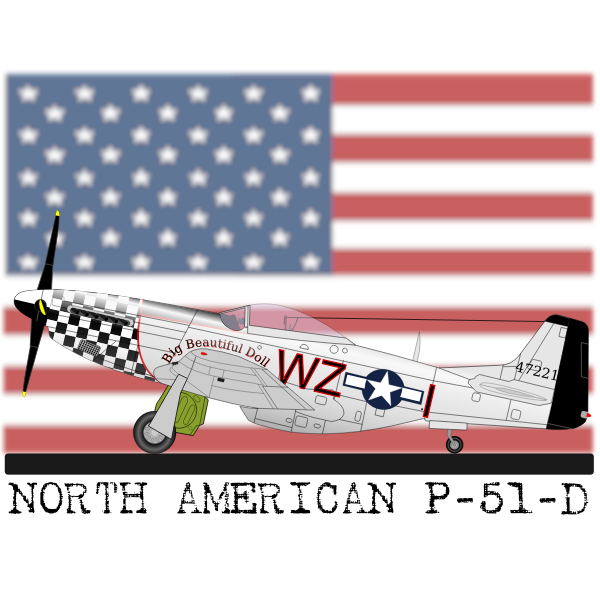 North American P-51-D plane vector clip art