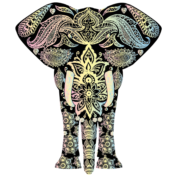 Pastel Floral Pattern Elephant