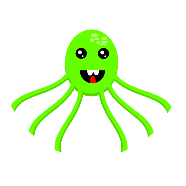 Vector illustration of green smiling octopus