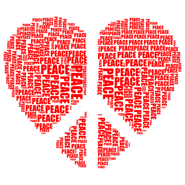 Peace Heart Mark III Word Cloud Red