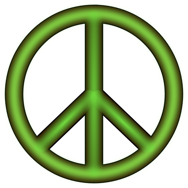 Vector drawing of green 3D peace symbol